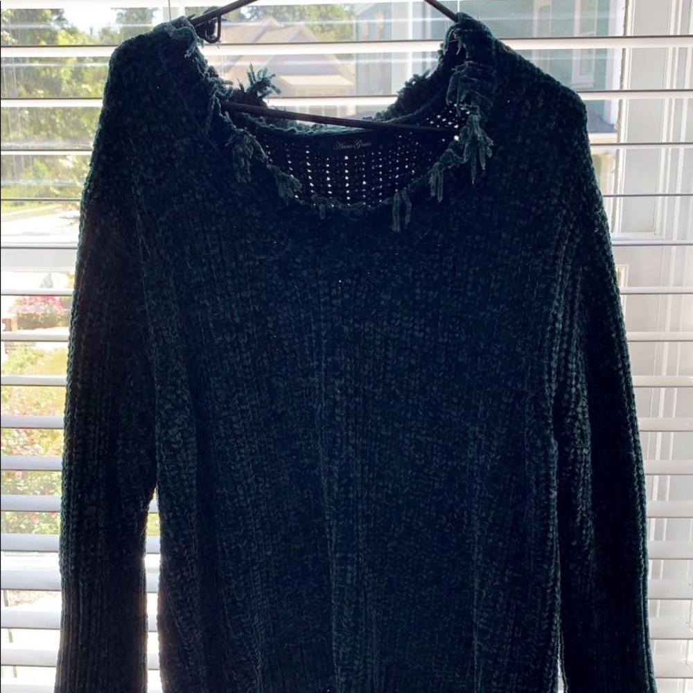 Dark green, velvet, lizard thicket sweater